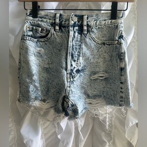 PacSun Acid Wash High Waisted Ripped Denim Shorts Women’s Size 23